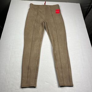 Spanx Faux Suede Leggings Large NWT Tan High Rise Slim Pull-On Shaping Pants